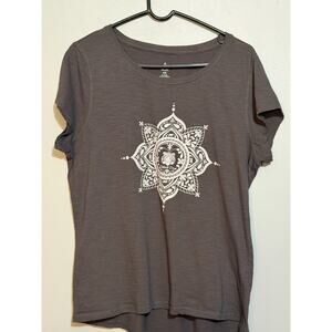Detroit Zoo Womens XXL Graphic T Shirt Gray Tiger Mandala Aces USA Plus Size